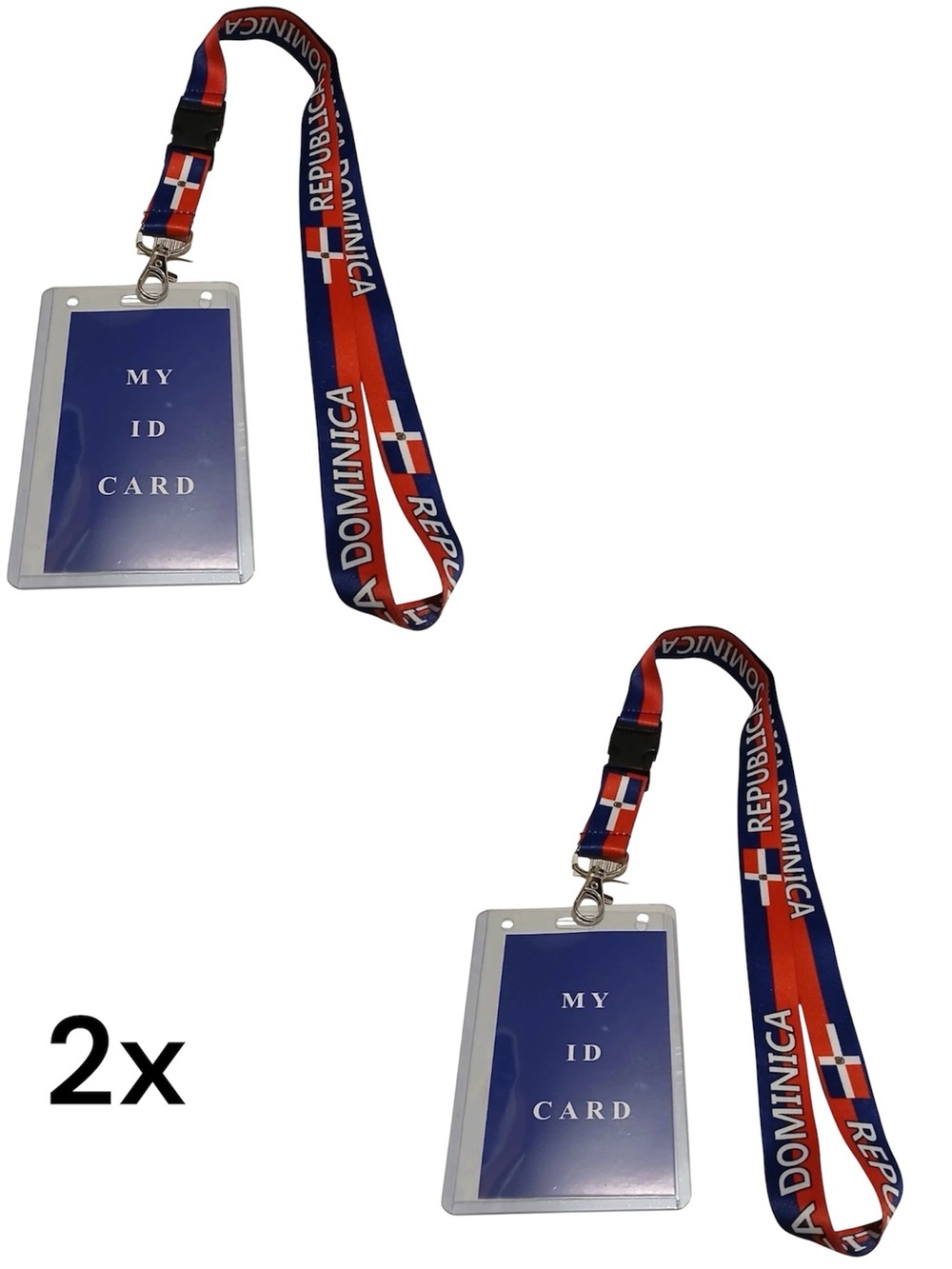 Dominican Republic Flag Lanyard ID Holder - Blue & Red